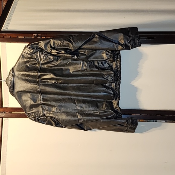 Small Leather Mens Bomber - Picture 2 of 3